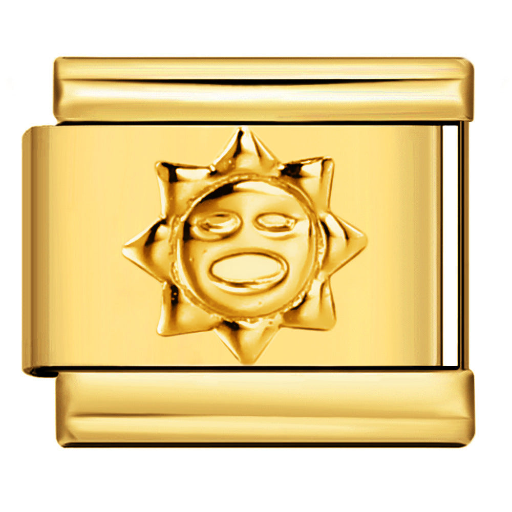 Italian Module Bracelet Titanium Steel All Gold Stamping Pattern DIY Italian Charm Bracelet