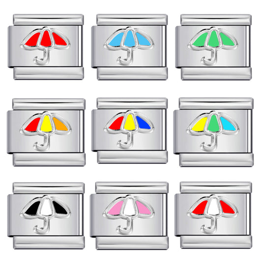 New Color Dripping Oil Umbrella Pattern DIY Italian Module Bracelet Stainless Steel Stamped Splicing Strap Chain