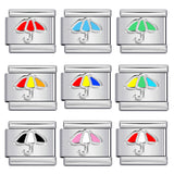 New Color Dripping Oil Umbrella Pattern DIY Italian Module Bracelet Stainless Steel Stamped Splicing Strap Chain