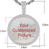 New Micro Inlaid Zircon Heart-shaped Circular Pendant DIY Personalized Picture Photo Making Necklace Birthday Gift