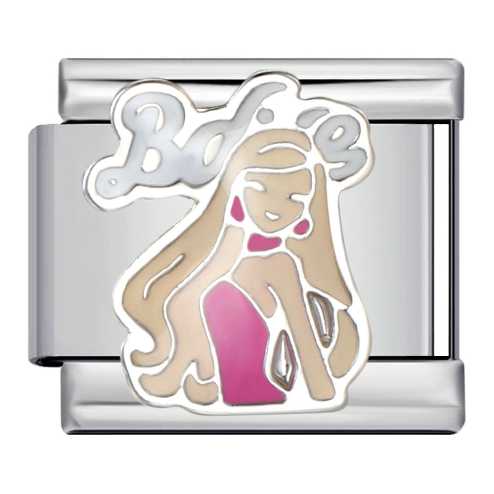 Romantic Pink Italian Modular Bracelet Titanium Steel Welding DIY Charm Bracelet Fairy Gift for Girls