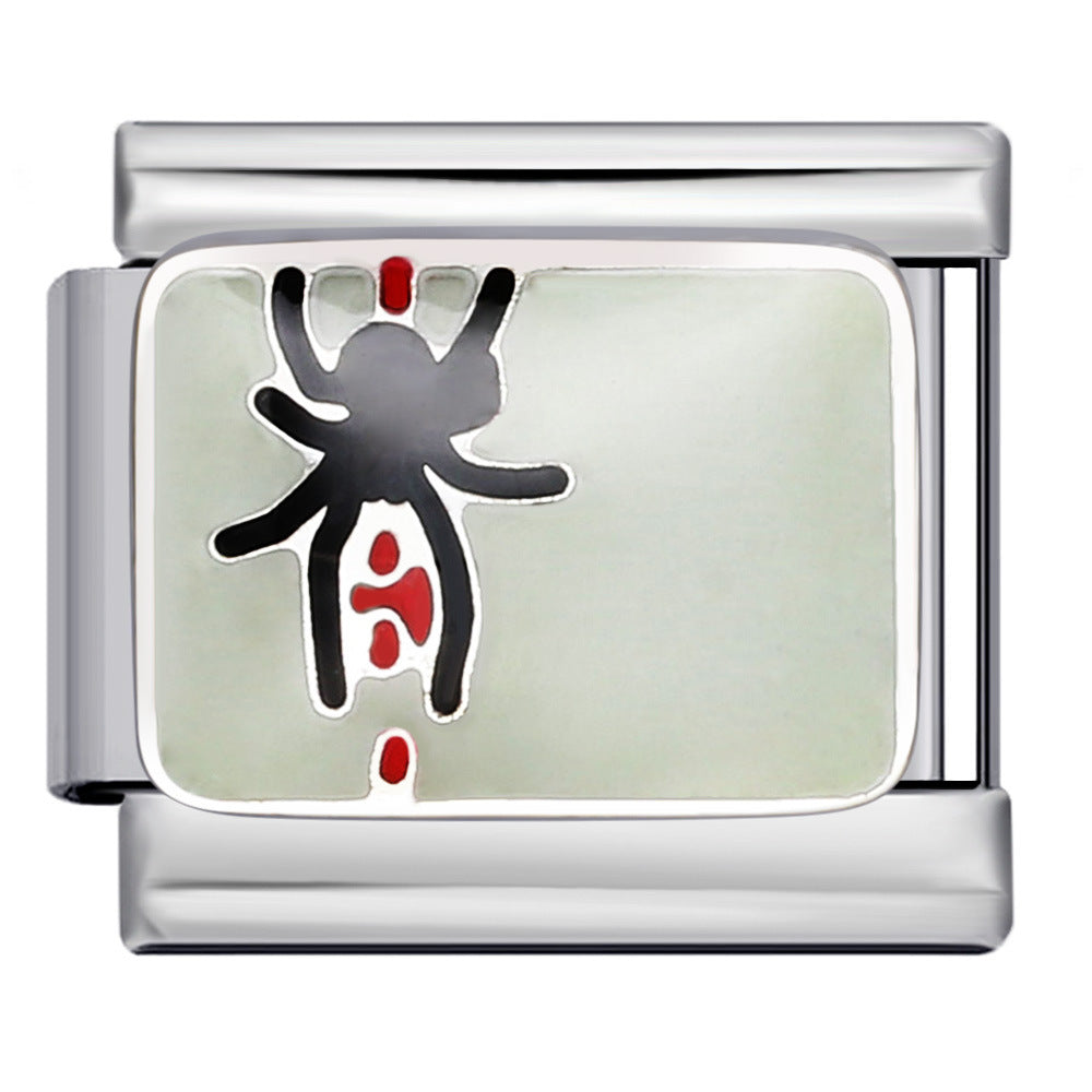 Personalized Pattern Italian Module Bracelet Stainless Steel Welding Drip Oil Cartoon DIY Elastic Splicing Bracelet