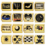 Italian Style Gold Black Modular Bracelet Titanium Steel Drip Welding Design DIY Stretchable Bangle