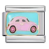 Hot Selling Fire Truck Train Italian Modular Bracelet DIY Titanium Steel Welding Gold Plated Drip Oil Bangle