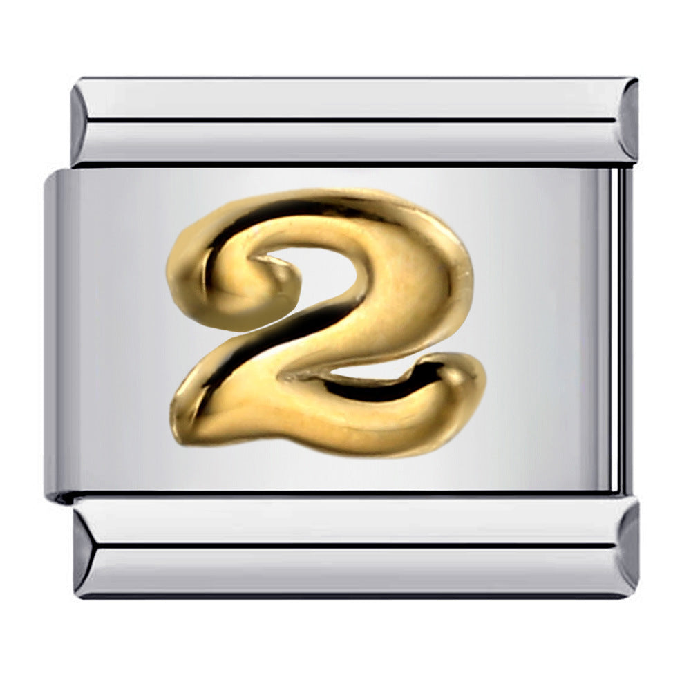 New titanium steel concave convex Arabic numerals DIY Italian module bracelet Italian Module