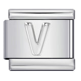 Italian Stainless Steel Silver Raised 26 Letter DIY Module Bracelet with Free Splicing Elastic Watch Strap