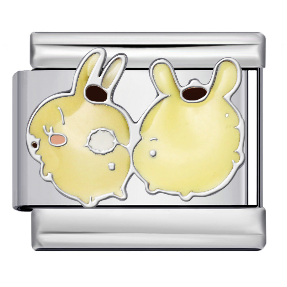 Titanium Steel Welding Drip Oil DIY Italian Module Bracelet Cute Cartoon Pattern Best Friend Girl Birthday Gift