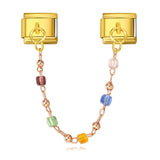 Double Hanging Pendant, Colorful Small Beads, Italian Module Bracelet, Stainless Steel Hook, DIY Elastic Bracelet Accessory