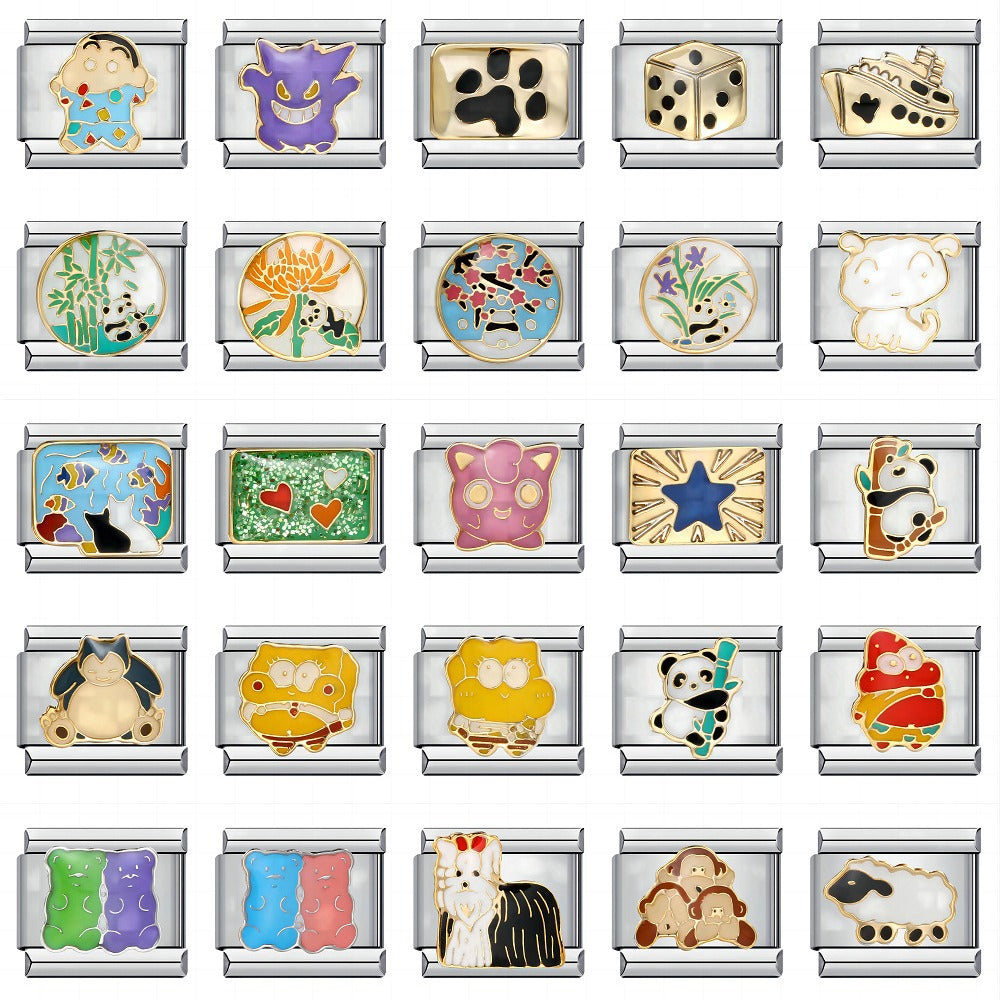 Cute Animal Titanium Steel Gold Plated Italian Charm Bracelet Customizable DIY Jewelry for Women