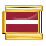 Gold Base World Flag Photo Resin Italian Charm Bracelet DIY Stainless Steel Stretch Watch Band Wristband