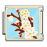 Flower Series Italian Module Bracelet Stainless Steel Welding Gold Plating Drip Oil DIY Elastic Bracelet Accessories Wholesale