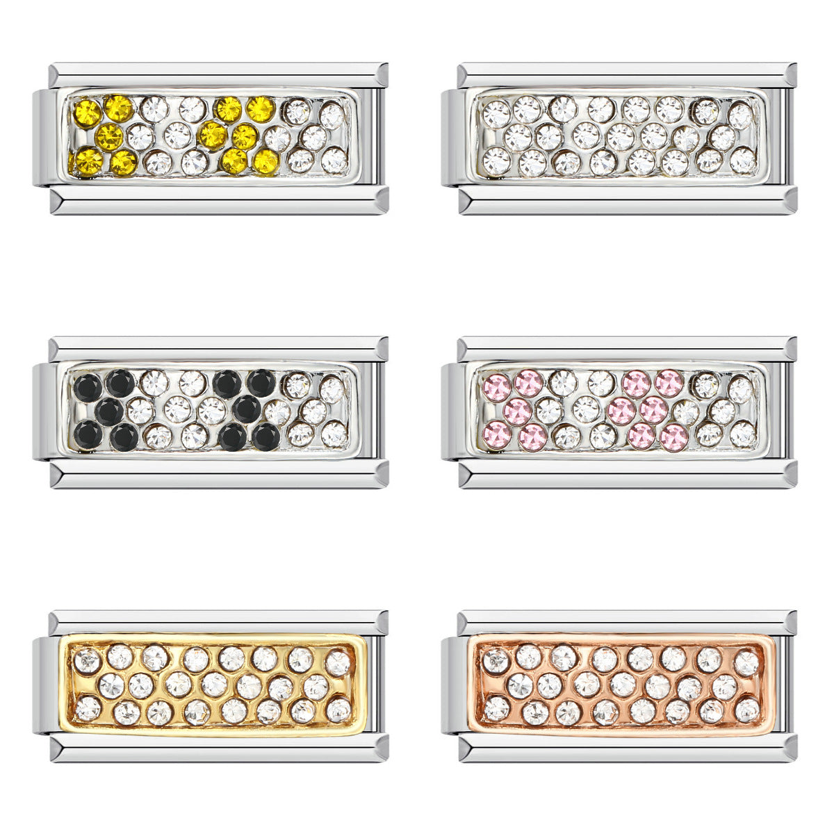 Long Diamond Studded Italian Module Bracelet, New Titanium Steel Welded Oil Drop Cartoon DIY Splicing Bracelet