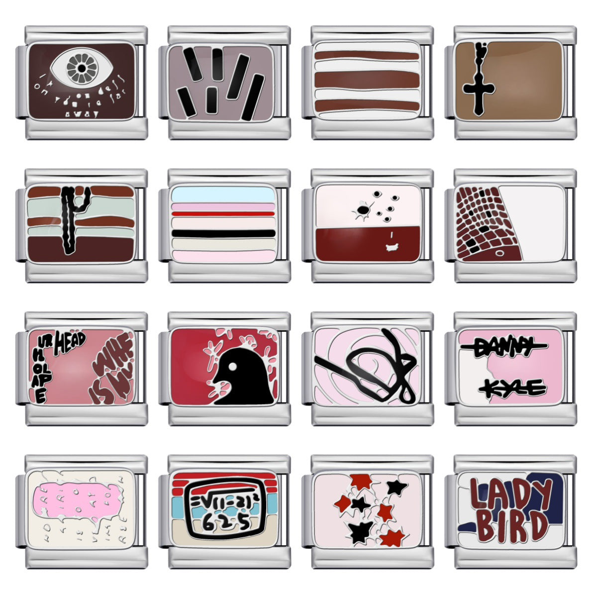 European and American Popular Fashion DIY Elastic Strap Chain Titanium Steel Welded Drip Oil Pattern Italian Module Bracelet