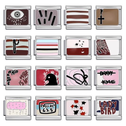 European and American Popular Fashion DIY Elastic Strap Chain Titanium Steel Welded Drip Oil Pattern Italian Module Bracelet