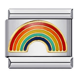 Rainbow Element Stainless Steel Italian Module Bracelet Welding Drip Oil Pattern DIY Bracelet Italian Charm