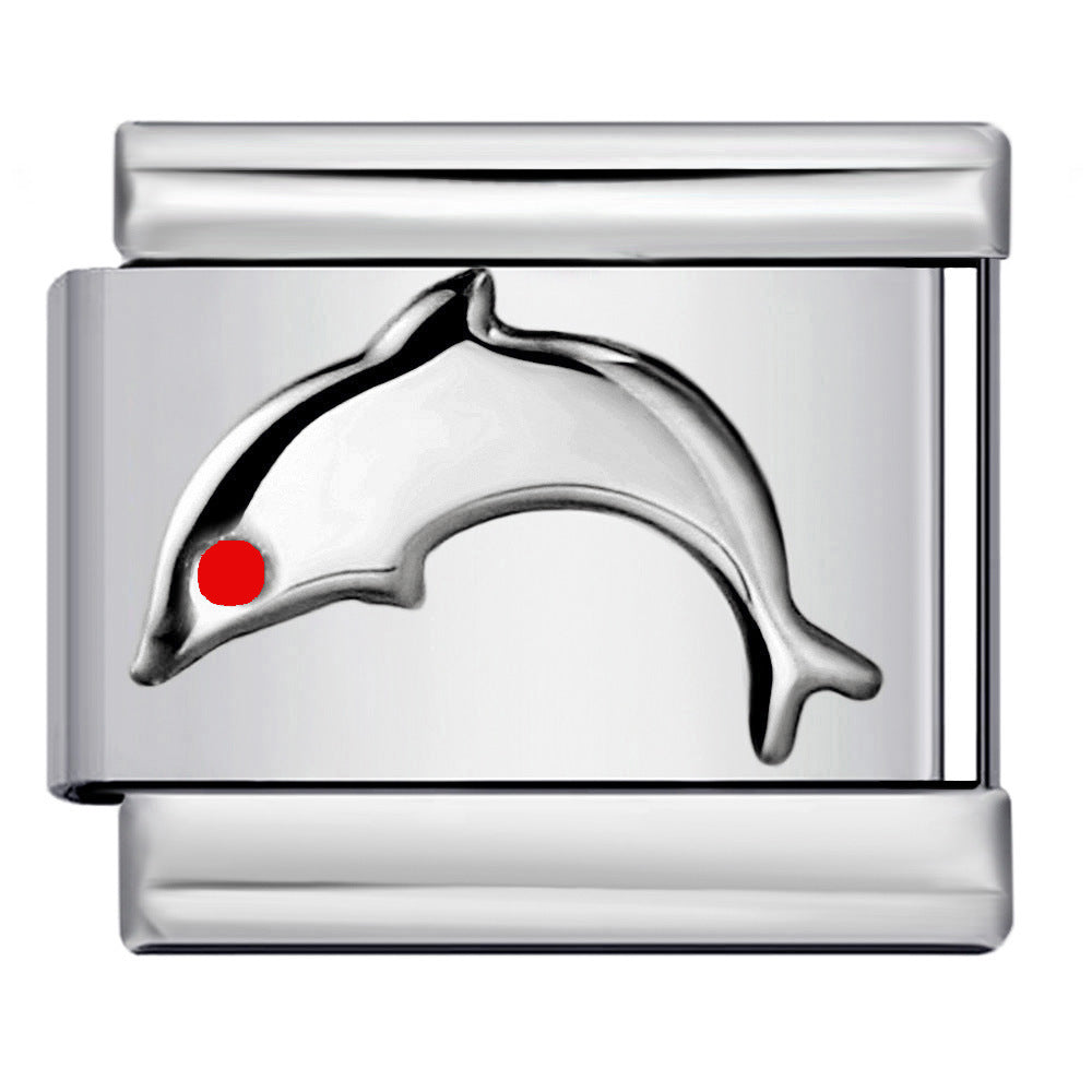 Color Stamping Series DIY Italian Module Bracelet Titanium Steel Gold Plated Drip Oil Elastic Splicing Bracelet Accessories