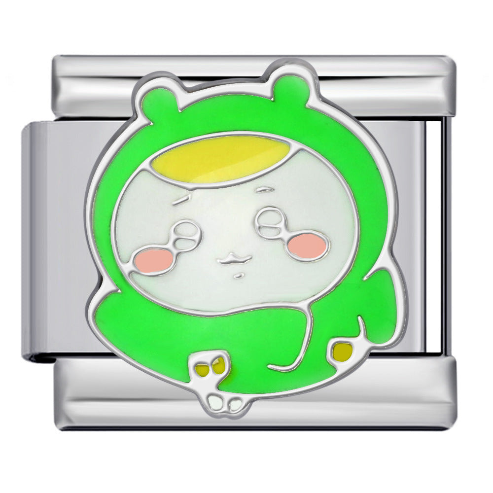 Titanium Steel Welding Drip Oil DIY Italian Module Bracelet Cute Cartoon Pattern Best Friend Girl Birthday Gift