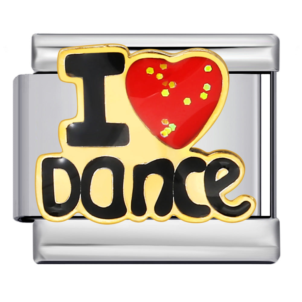 New Italian Module Bracelet Stainless Steel Welding Drip Oil Personalized English DIY Bracelet Accessories Wholesale