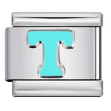 New Titanium Steel Sky Blue English Letter Series DIY Elastic Bracelet Accessories Italian Module Bracelet Alphebat