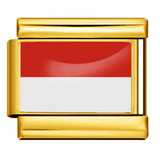 Gold Base World Flag Photo Resin Italian Charm Bracelet DIY Stainless Steel Stretch Watch Band Wristband