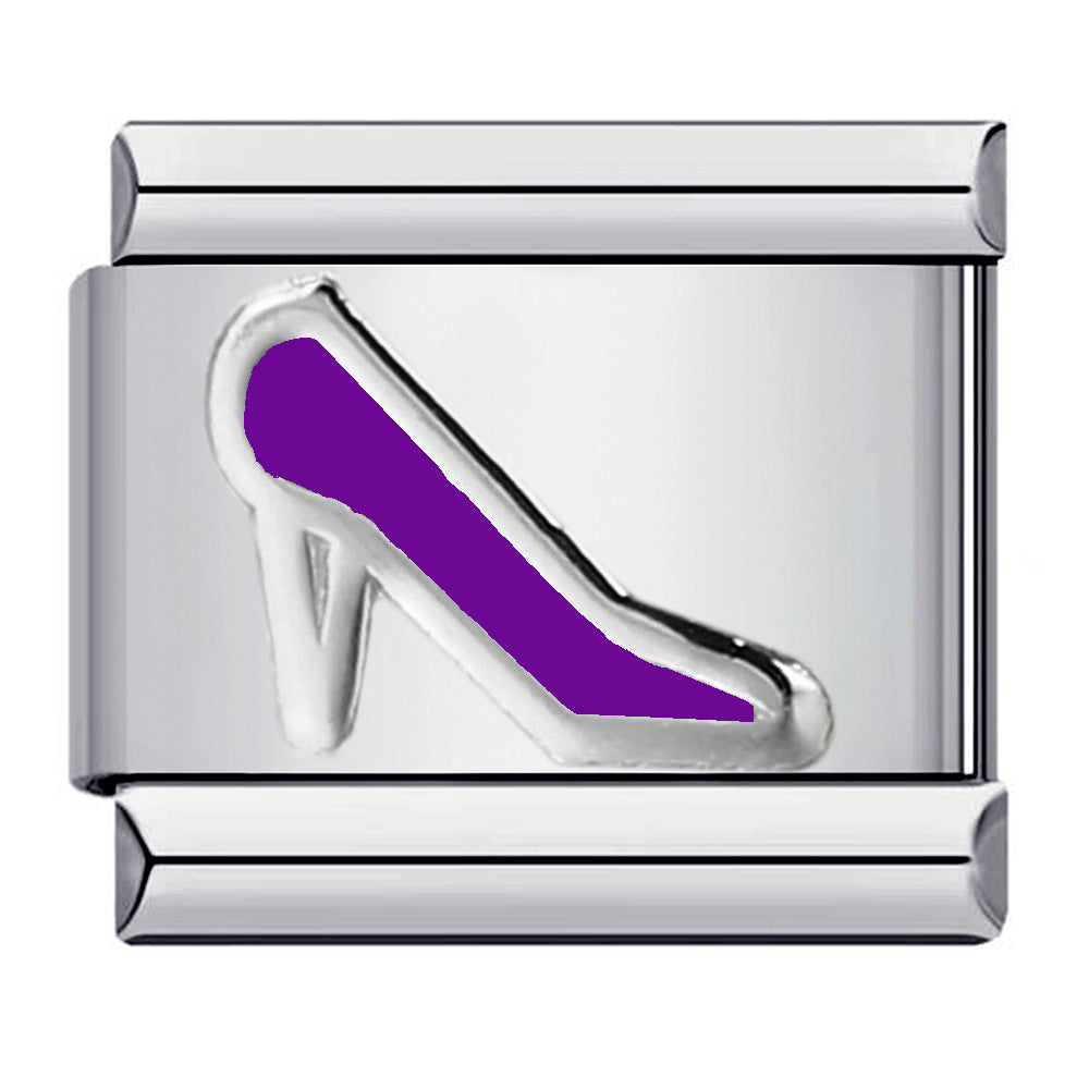 Color Stamping Series DIY Italian Module Bracelet Titanium Steel Gold Plated Drip Oil Elastic Splicing Bracelet Accessories