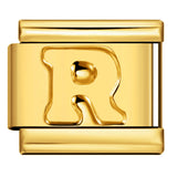 Golden Concave Letter Series Italian Module Bracelet Titanium Steel Stamping DIY Elastic Splicing Bracelet Accessories