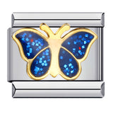 Colorful Butterfly Italian Module Bracelet Titanium Steel Welding Pattern Drip Oil DIY Bracelet Italian Charm