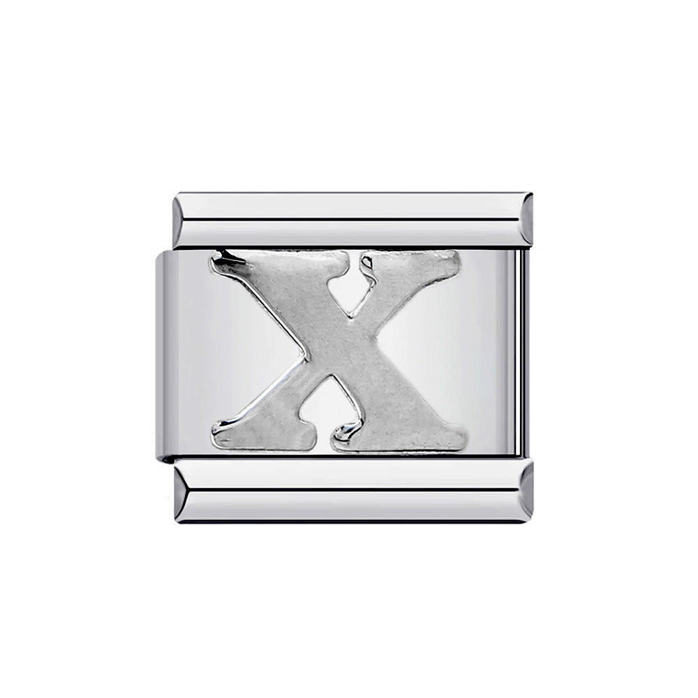 New Titanium Steel Gold Plated DIY Italian Charm Bracelet with Alphabet Letters Customizable Fashion Jewelry