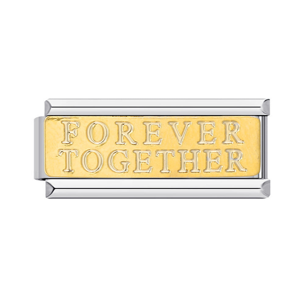 Long Letter Titanium Steel Welding Drip DIY Italian Module Bracelet Italian Charm Bracelet