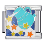 Fairy Tale Castle Italian Module Bracelet Titanium Steel Welding Gold Drip Oil Cartoon DIY Splicing Bracelet Accessories