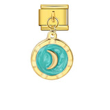 Round Pendant with Gold and Silver Base, Italian Module Bracelet, Titanium Steel Drip Oil Hook, Fashionable DIY Versatile Bracelet