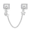 New Silver Double Pendant Italian Module Bracelet Stainless Steel Hook DIY Elastic Splicing Strap Chain