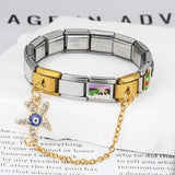 New Gold and Silver Devil's Eye Hook Chain Bracelet Stainless Steel DIY Elastic Italian Module Bracelet