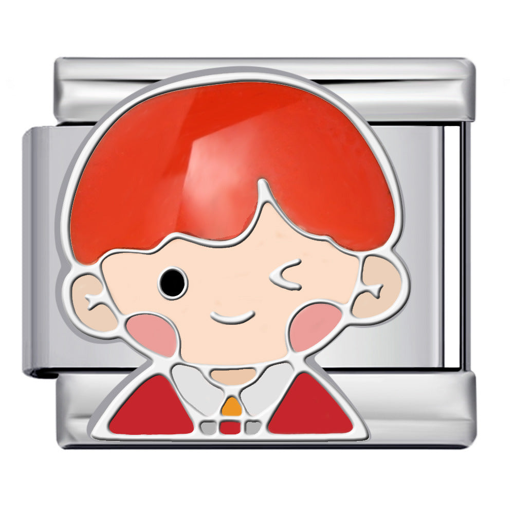 New Anime Cartoon Series Italian Module Bracelet Titanium Steel Welding Oil Dripping DIY Elastic Splicing Bracelet