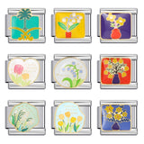 Italian Module Bracelet Flower Series Titanium Steel Drip Oil Welding Pattern DIY Elastic Splicing Fashion Bracelet