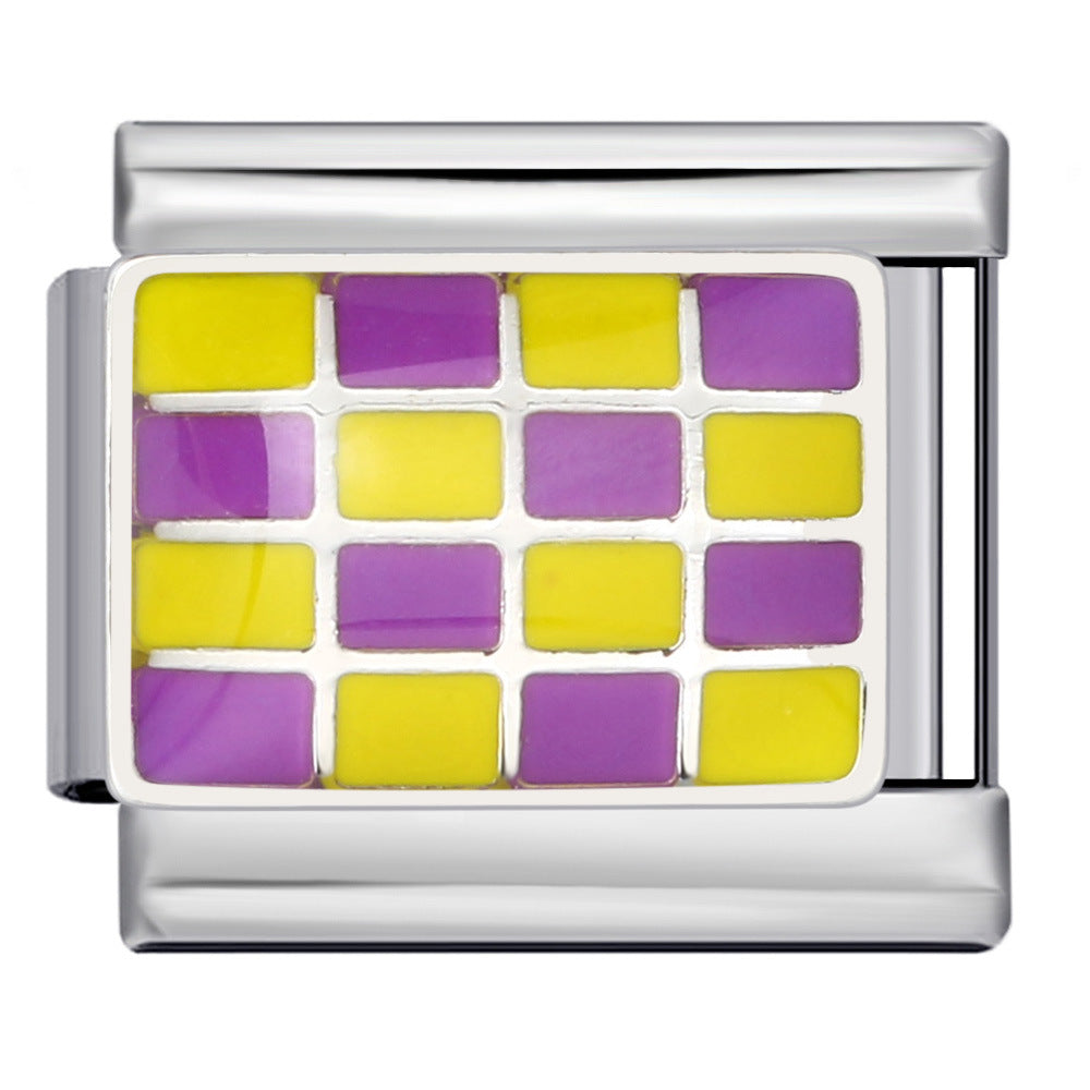 New Stainless Steel Welded Drip Oil Mysterious Purple DIY Italian Modular Bracelet Italian Charm