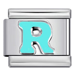 New Titanium Steel Sky Blue English Letter Series DIY Elastic Bracelet Accessories Italian Module Bracelet Alphebat