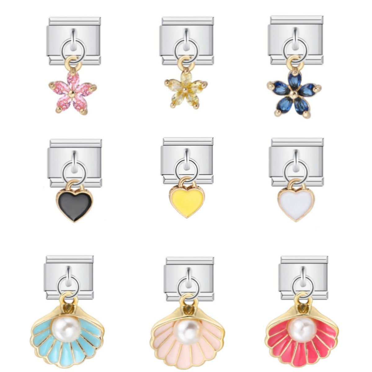 Charm Pendant Italian Module Bracelet Single Shell Pearl Titanium Steel Strap Chain Italian Charms