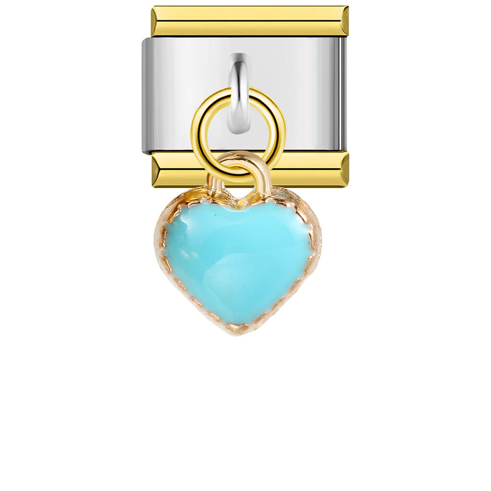 Single Hook Italian Module Bracelet, Square Elastic Splicing Titanium Steel Strap Chain, Italian Charm