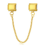 New Trendy Gold and Silver Double Chain Module Bracelet with Titanium Steel Splicing Bracelet DIY Jewelry Accessories