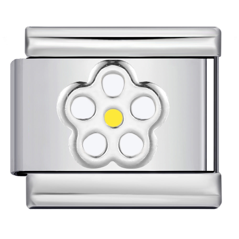 New Petal Stamping Series DIY Italian Module Bracelet Titanium Steel Gold Plated Drip Oil Splicing Strap Chain