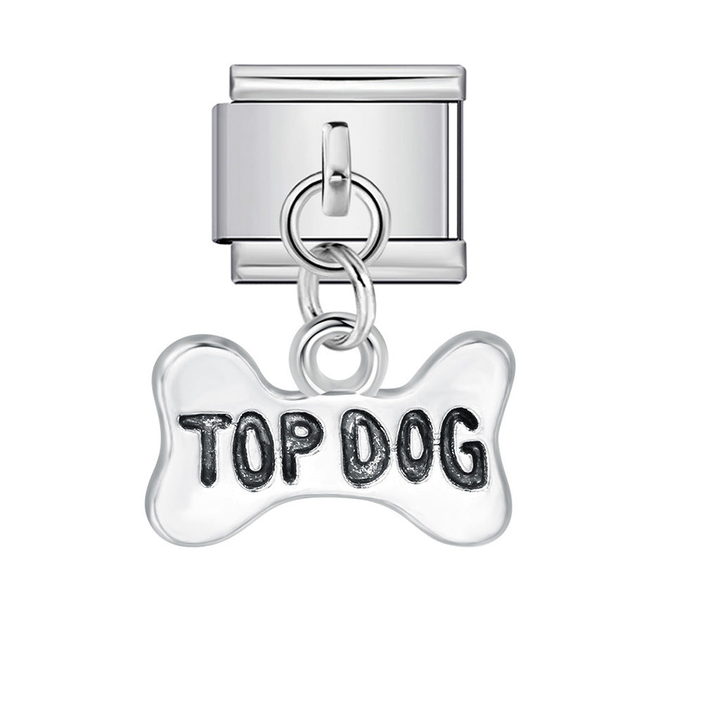 Silver Bottom Cute Pendant Italian Module Bracelet Hook DIY Titanium Steel Micro Inlaid Zircon Elastic Splicing Strap Chain