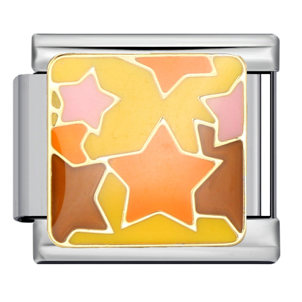 Titanium Steel Gold-plated Drip Welding Pattern DIY Italian Module Bracelet Italian Charm Bracele