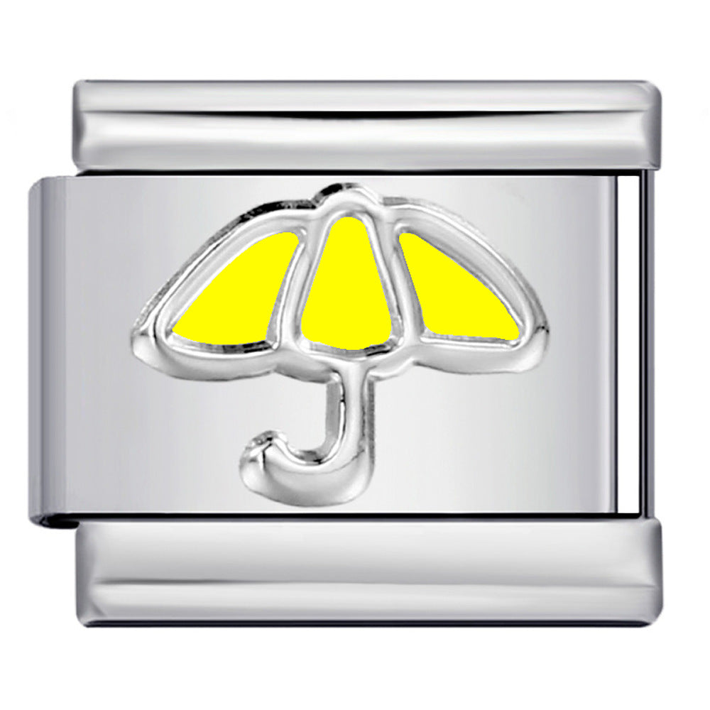 New Color Dripping Oil Umbrella Pattern DIY Italian Module Bracelet Stainless Steel Stamped Splicing Strap Chain