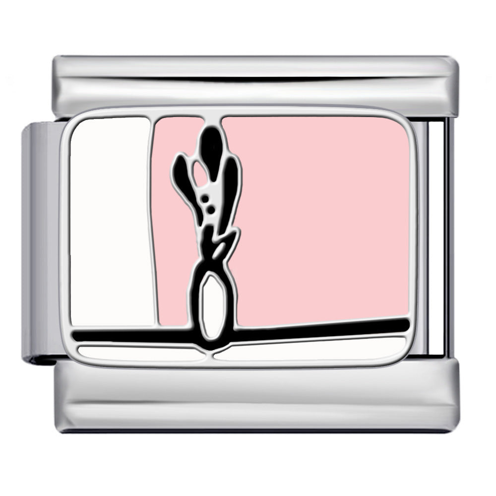 Cross Border Hot Selling Italian Module Bracelet Titanium Steel Drip Oil Welding Pattern DIY Watch Strap Chain Bracelet Wholesale