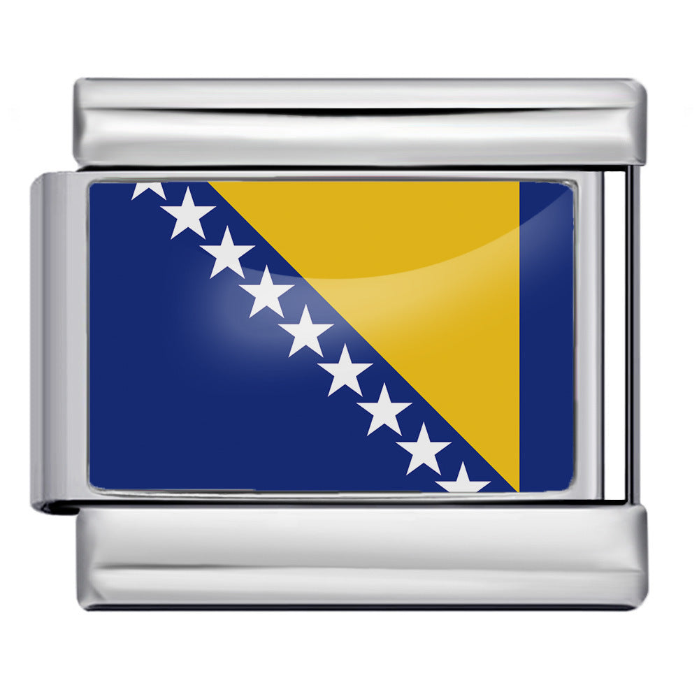 Hot Selling New World Flag Photo Dropper Series Titanium Steel DIY Italian Module Bracelet Accessories Wholesale