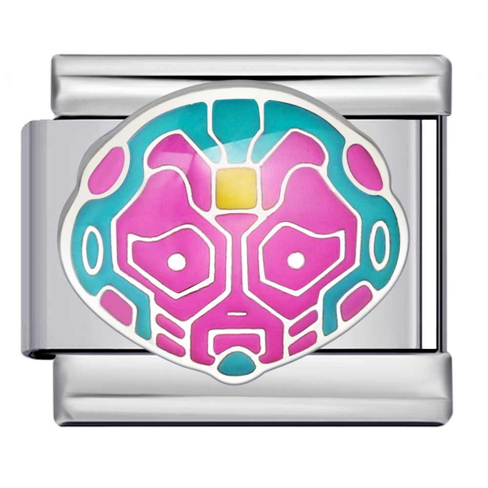 Italian Module Bracelet Anime Cartoon Titanium Steel Welding Gold Plating Drip Oil Pattern DIY Splicing Bracelet Accessories