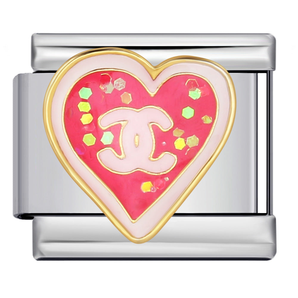 New DIY Italian Modular Bracelet Titanium Steel Gold Plated Welded Pattern Strap Chain Fashion Link Bracelet