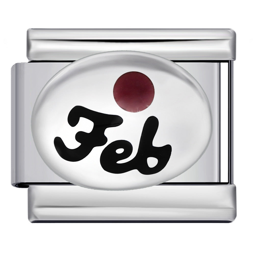 Italian Modular Bracelet 12 Birthstones Titanium Steel Welded Colorful Beads DIY Stretchable Fashion Wristband Accessory