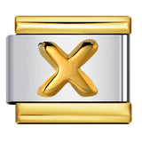 Gold Package Silver Convex Letter Italian Module Bracelet Stainless Steel DIY Elastic Splicing Strap Chain Wholesale